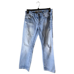 BKE Carter Denim Jeans Men 32X32 Distressed Light Wash Straight Relaxed Fit Blue